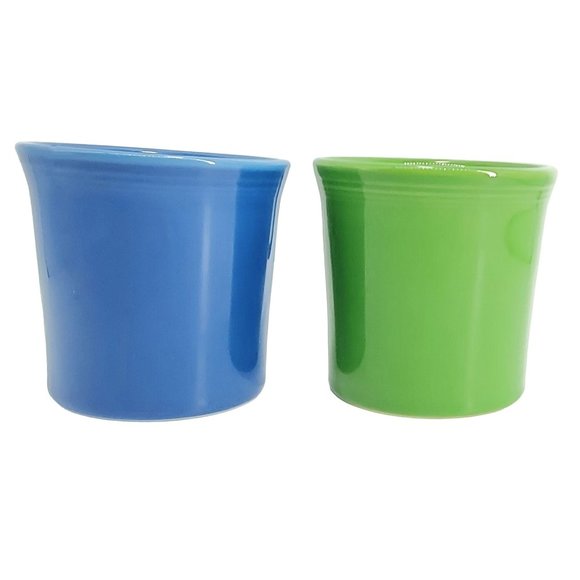 Fiesta Fiestaware VTG Set of 2 Mugs Blue Lime Green Homer Laughlin Ceramic - Picture 2 of 4